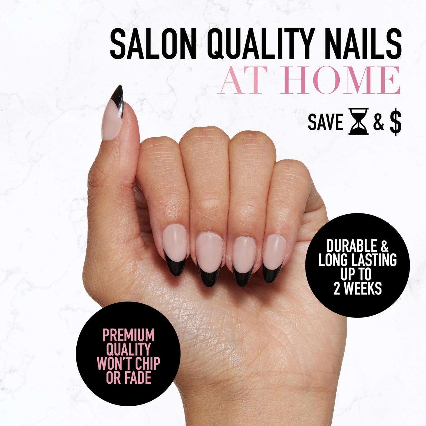 Glamnetic Press-On Nails Bundle - Azure Blue & Hailey | Bright Blue Short Round Fake Nails | Glazed Short Almond False Nails | Reusable, Salon-Quality Nail Kits