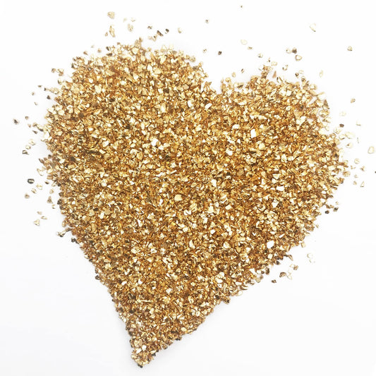 LYFJXX 1 lb Crushed Glass Glitter for Crafts, DIY Nail Art, Vase fillers for Centerpieces Table Scatter, Irregular Chips, Wedding Decoration, Home Decor (Gold)