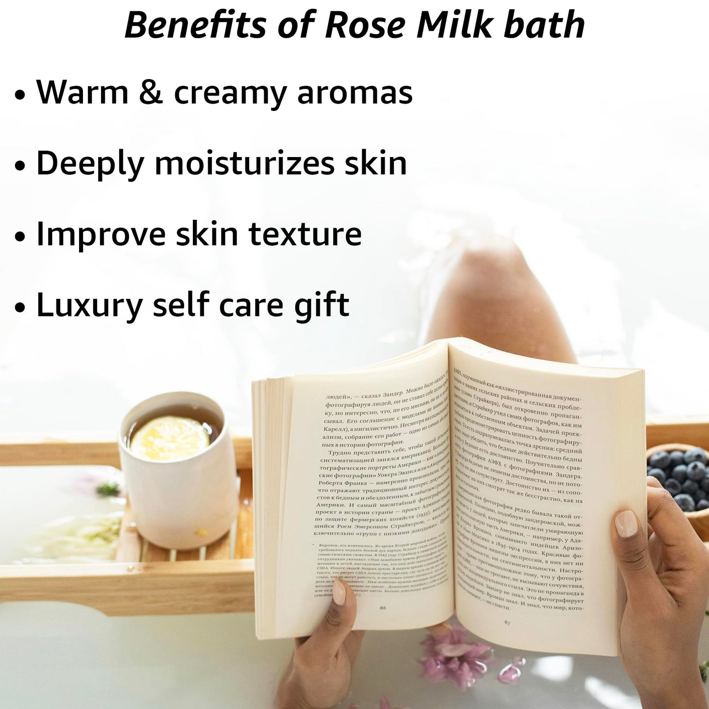 Calming Rose Coconut Milk Bath Soak Moisturize Soften Skin Honey Jasmine Vanilla Destress Luxury Spa Bath Salt Powder Stress Relief Gifts for Women