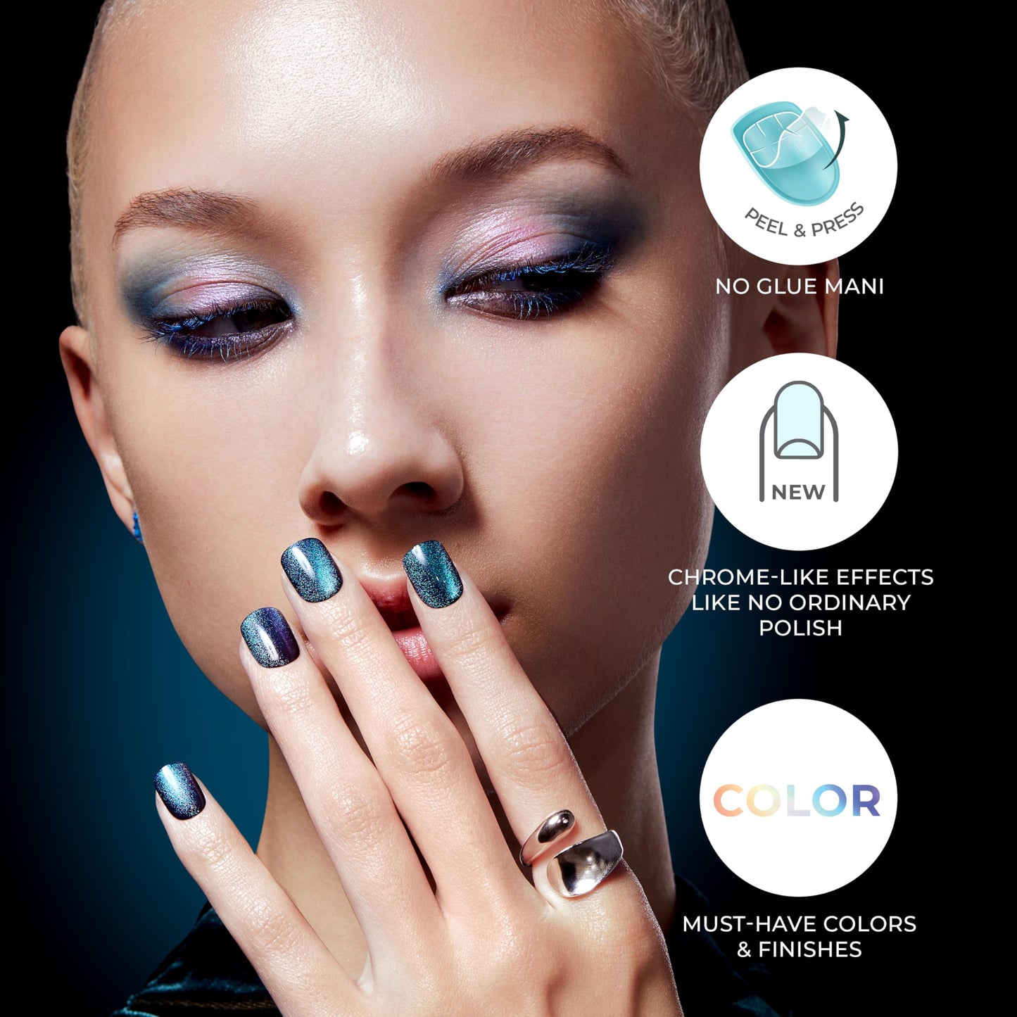 Kiss Impress No Glue Mani Press On Nails, Color FX, 'Wonder', Purple, Short Size, Squoval Shape, Includes 30 Nails, Prep Pad, Instructions Sheet, 1 Manicure Stick, 1 Mini File