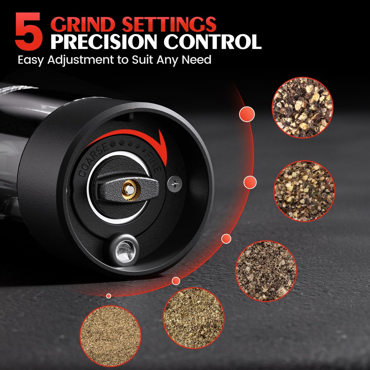 Electric Salt and Pepper Grinder Set Automatic Battery Pepper Mill Shakers Adjustable Coarseness Upgraded Larger Capacity with Led Home and Kitchen Appliances Birthday Gifts for Women Mom