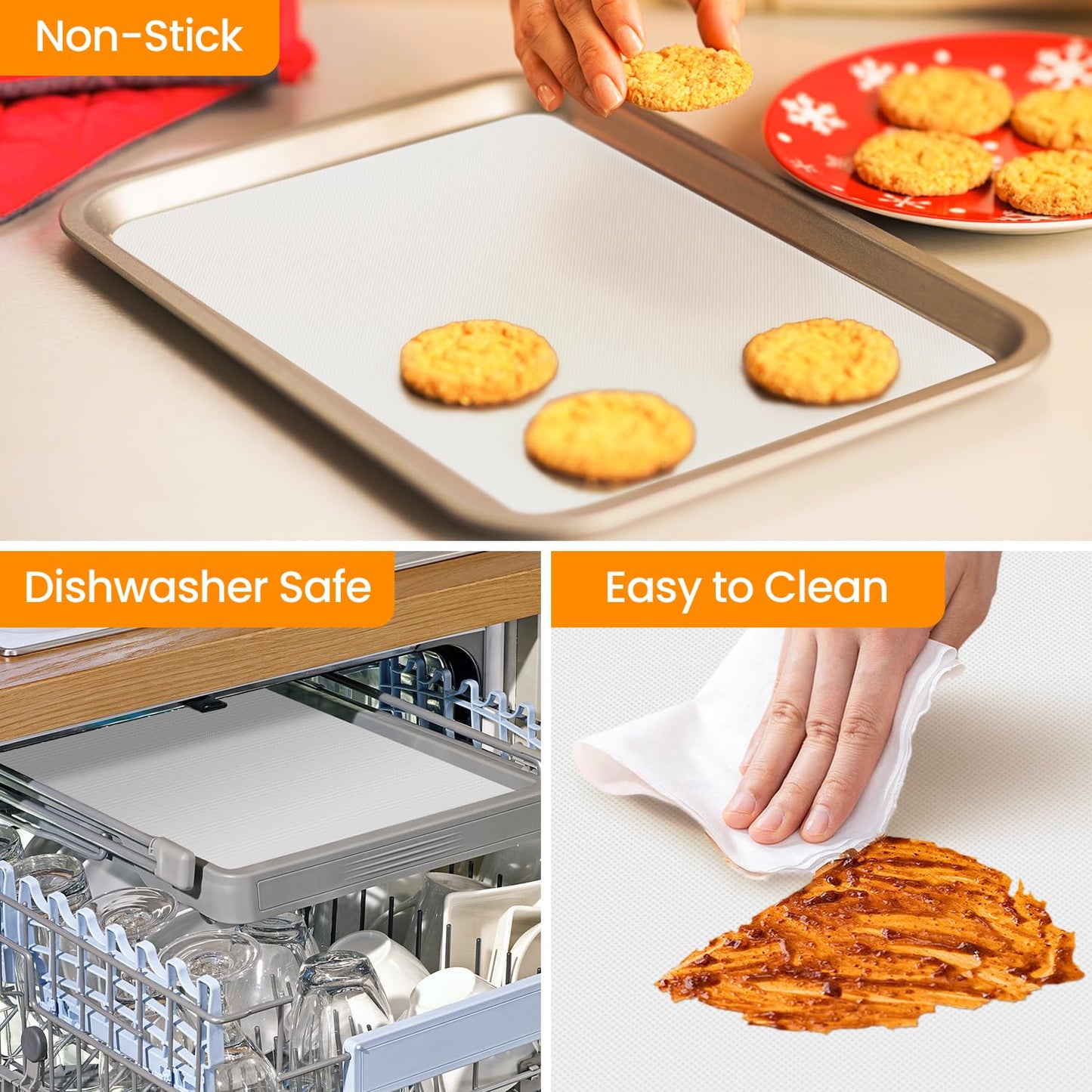 Silicone Baking Mat Roll Cut to Size- Food Grade Macaron Bread Pizza Mat- Reusable Silicone Mat for Baking, Washable Oil-Proof Refrigerator Liners Air Fryer, Craft Mat, Silicone Work Mat
