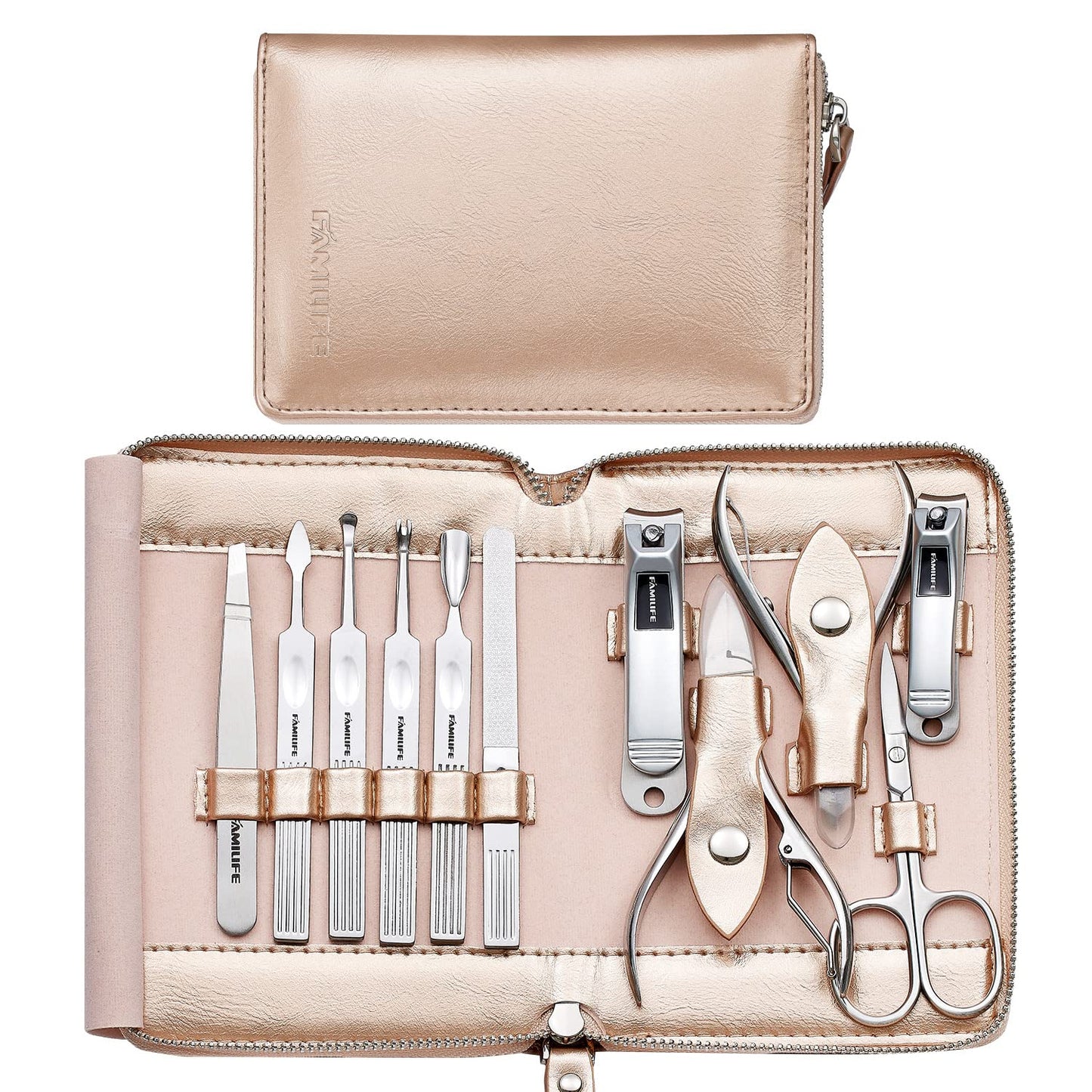 FAMILIFE Manicure Set Professional Manicure Kit 11 in 1 Gift Set for Women and Men Nail Kit and Nail Clippers 13PCS Nail Kit Nail Cutter Men Grooming Kit Pedicure Set Professional Manicure Set Steel