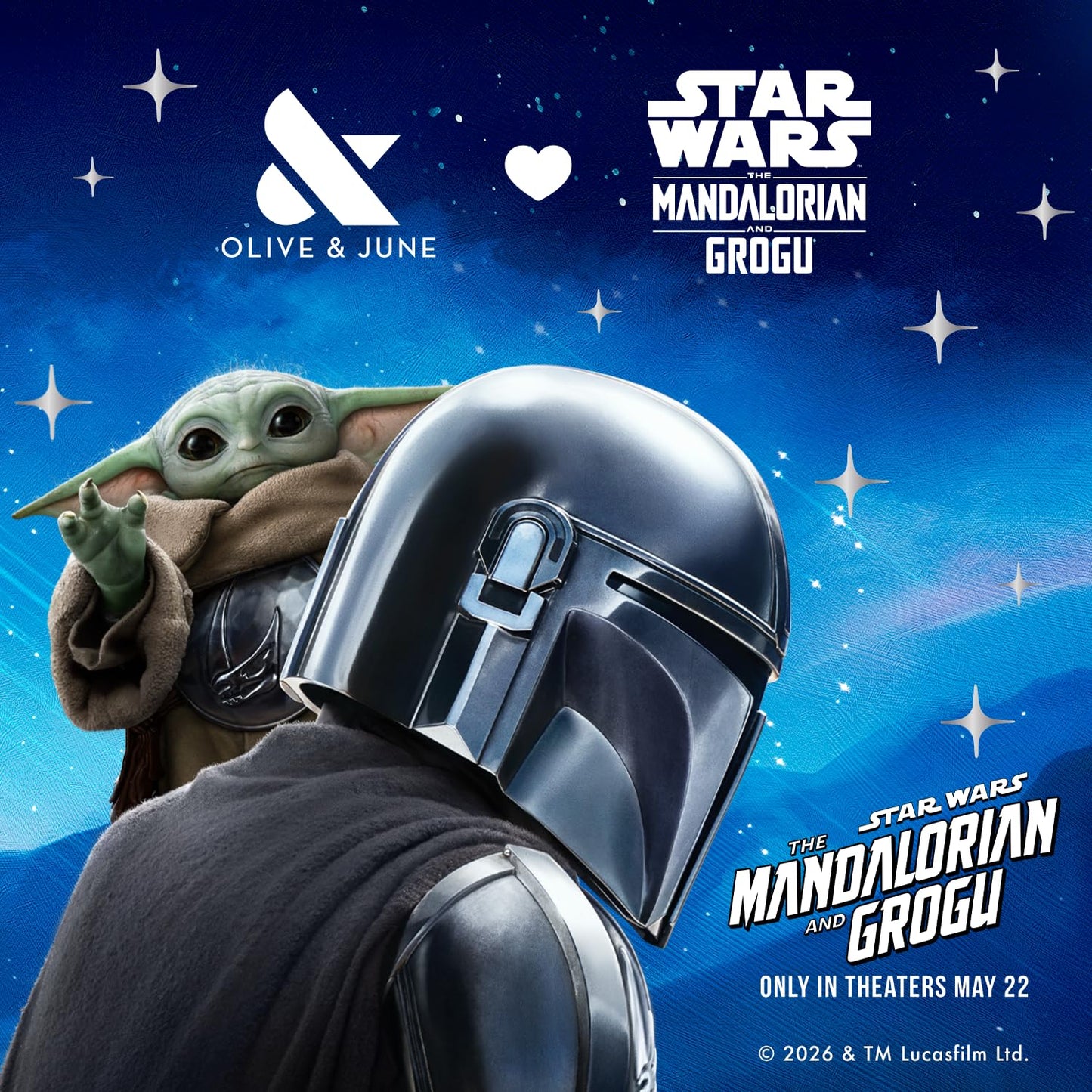 Olive & June Instant Mani Press-On Nails (Glue) | Star Wars: The Mandalorian & Grogu | 42 Fake Nails, 21 Sizes | Non-Toxic, Long-Lasting Up to 14 Days | Medium, Almond | Dark Saber Holographic Chrome