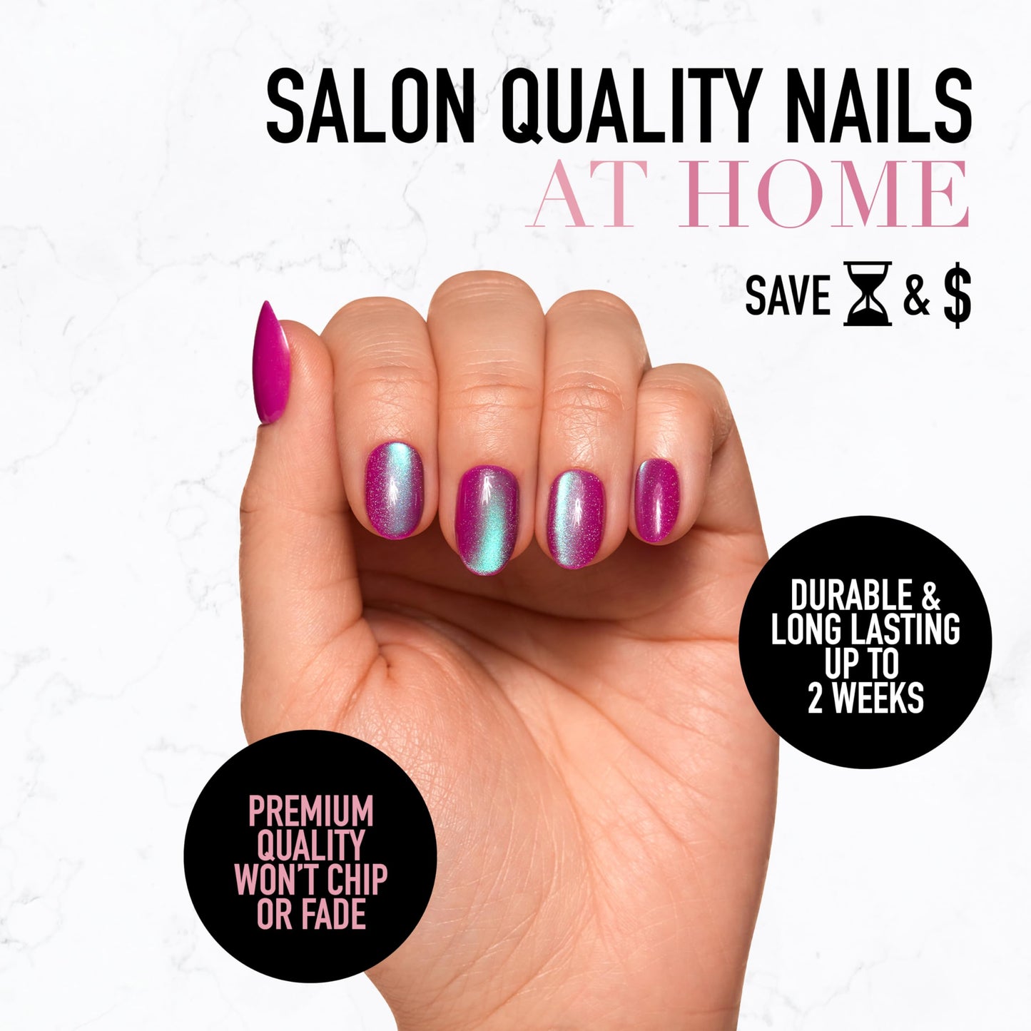 Glamnetic Press-On Nails Bundle - Candy Corn, Goal Digger & Berry Fizz | Oval Glazed Fake Nails with Ombre Design | Natural Round False Nails with Gold Foil | Short Oval Magenta Nails with
