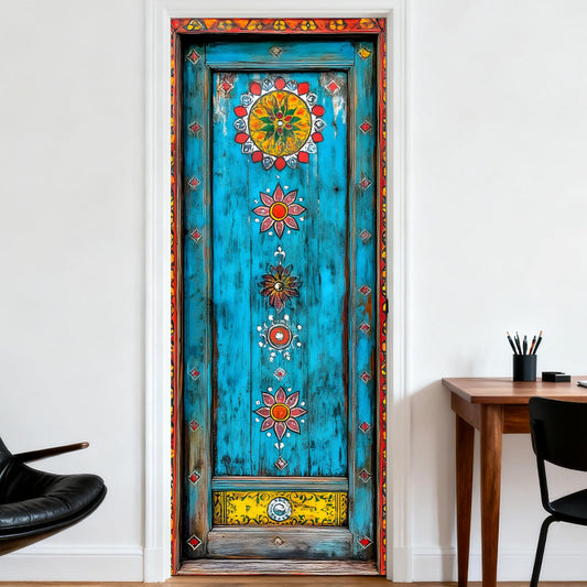 Nuxovilar Door Sticker Door Covers Decorative Stickers Peel and Stick Floral Pattern PVC 30.3x78.7 inches Decorative Stickers Peel and Stick Decor Home entryway Kitchen
