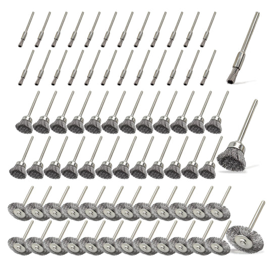 75PC Wire Brushes for Drill Set Steel Wire Wheels Pen Brush Bowl-shape Brushes for Rotary Tools Rust Paint Removal Grinding Sanding Polishing 1/8" handle