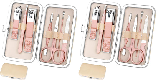 Manicure Set Women Nail Clippers Set Nail kit Manicure Pedicure Kits Professional Grooming Kit Nail Care Gift for Women Nail Sets Ultra Sharp Suitable for Home Travel Foot Hand Care Tools (Pack of 2)