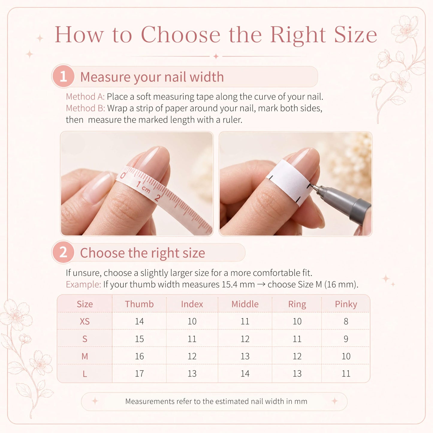 Sun&Beam Nails Handmade Press On Nail Medium Short Green White Flower Jasmine Fake Tip 3D Design Art Charms Cute with Storage Box 10 Pcs (S)