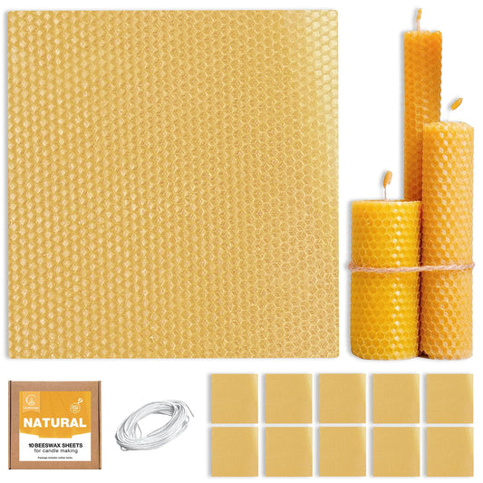 Natural Beeswax Sheets for Candle Making - DIY Beeswax Candle Rolling Kit for Kids & Adults