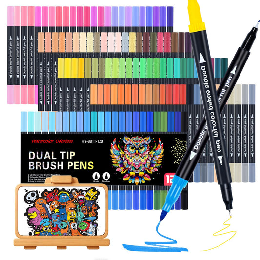 FOWIDALIXG Colored Markers for Adults Drawing Brush Pens Art 120 Colors Fine Tip Marker Set No Bleed Coloring Books Dual Brush Pen Journaling Painting Gifts Trendy Stuff