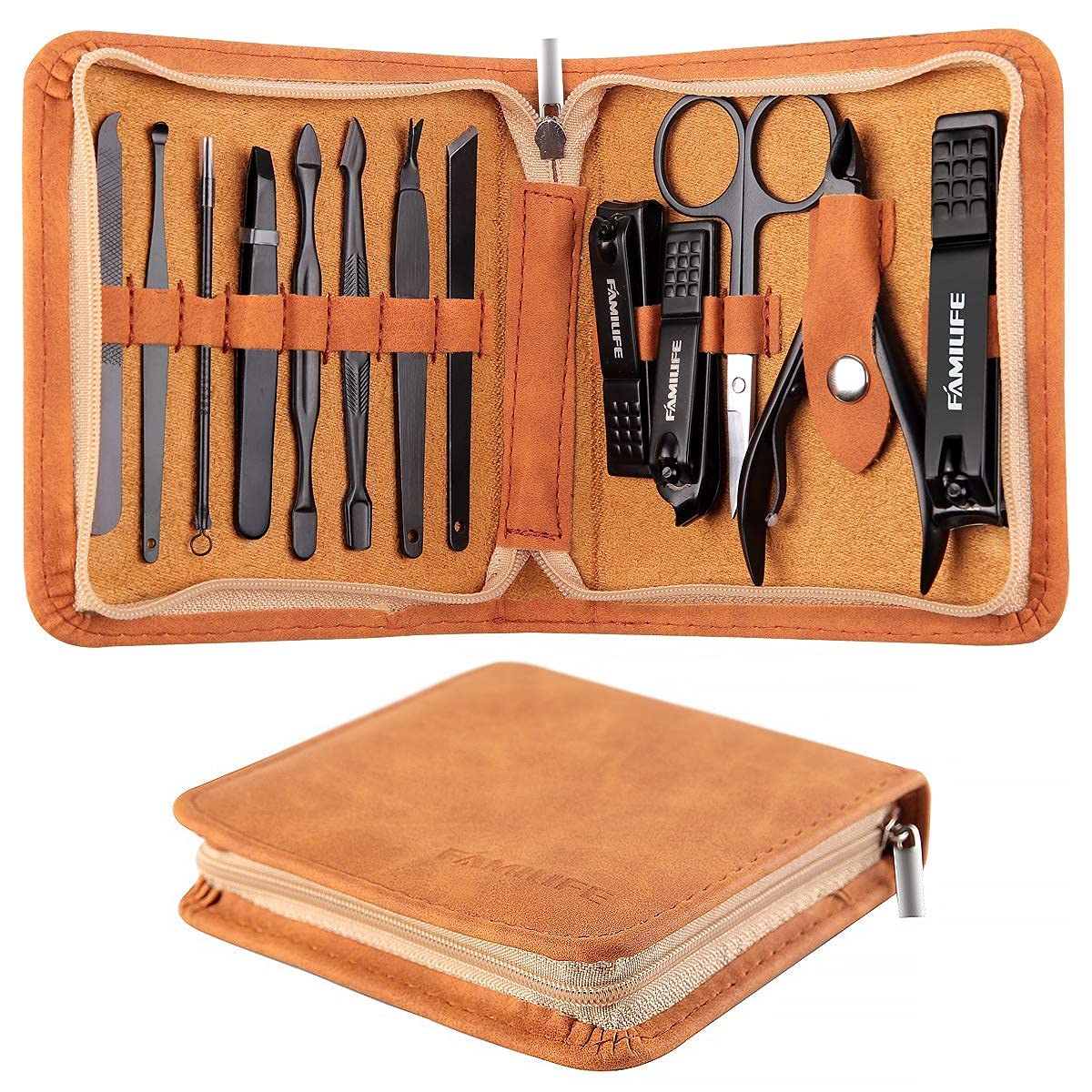 FAMILIFE Manicure Set, Professional Manicure Kit Nail Clippers Set 13pcs Stainless Steel and 11 in 1 Christmas Gift for Women and Men Nail Kit Manicure and Pedicure Set