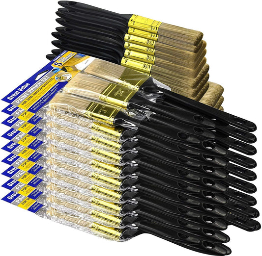 Great Andrew Paint Brushes, 30 PCS Great Value Multi use(3" 2" 1.5" 1" Flat &1.5" Angled) Paint Brush Pack, Paint Brushes Set for Home Furniture Fences Wall Trim