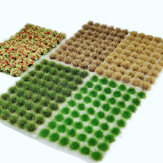 gdeplok 270 Pcs Static Grass & Miniature Flower Clusters Kit for Model Railway Scenery, Train Layouts, Diorama Bases, Wargaming and DIY Miniature Landscapes