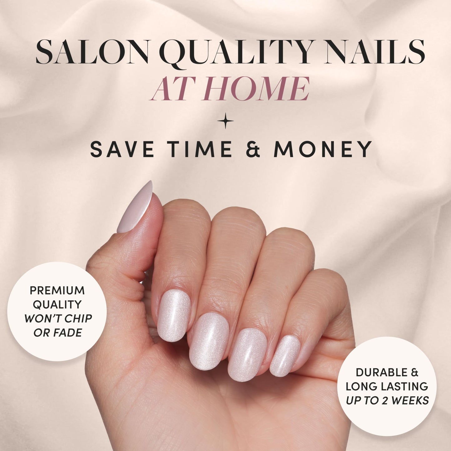 Glamnetic Press-On Nails & Adhesive Nail Tabs - Pure Intentions | Glossy, Iridescent Short Round Nails | 12 Sizes - 30 Nail Kit with Adhesive Tabs