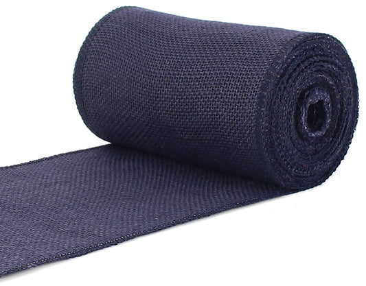 CleverDelights 6" Navy Burlap Ribbon - Wired Edges - 10 Yards - Jute Burlap Fabric