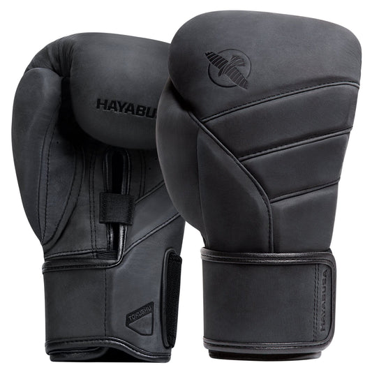 Hayabusa T3 LX Leather Boxing Gloves Men and Women for Training Sparring Heavy Bag and Mitt Work - Obsidan, 16 oz