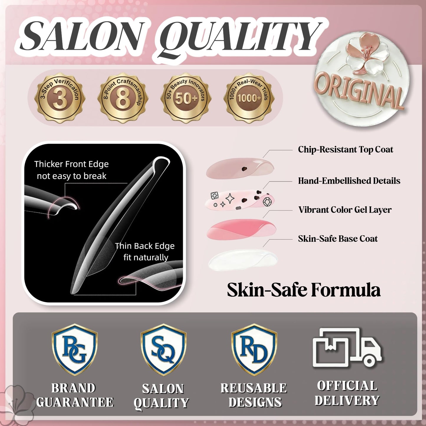 Taoyisent 24PCS Pink Cat Eye French Tip Press on Nails, Short Almond Glitter Fake Nails with Gold Line Design, Glossy Nude Full Cover Acrylic Nails Reusable Stick on Nails for Women