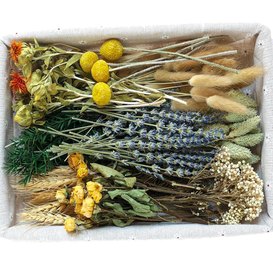 DIY Natural Dried Flower Set, Bulk Dried Flowers for Vase, Dried Flowers with Stems, Dried Roses, Mini Dried Flower Bouquets.(Brown)