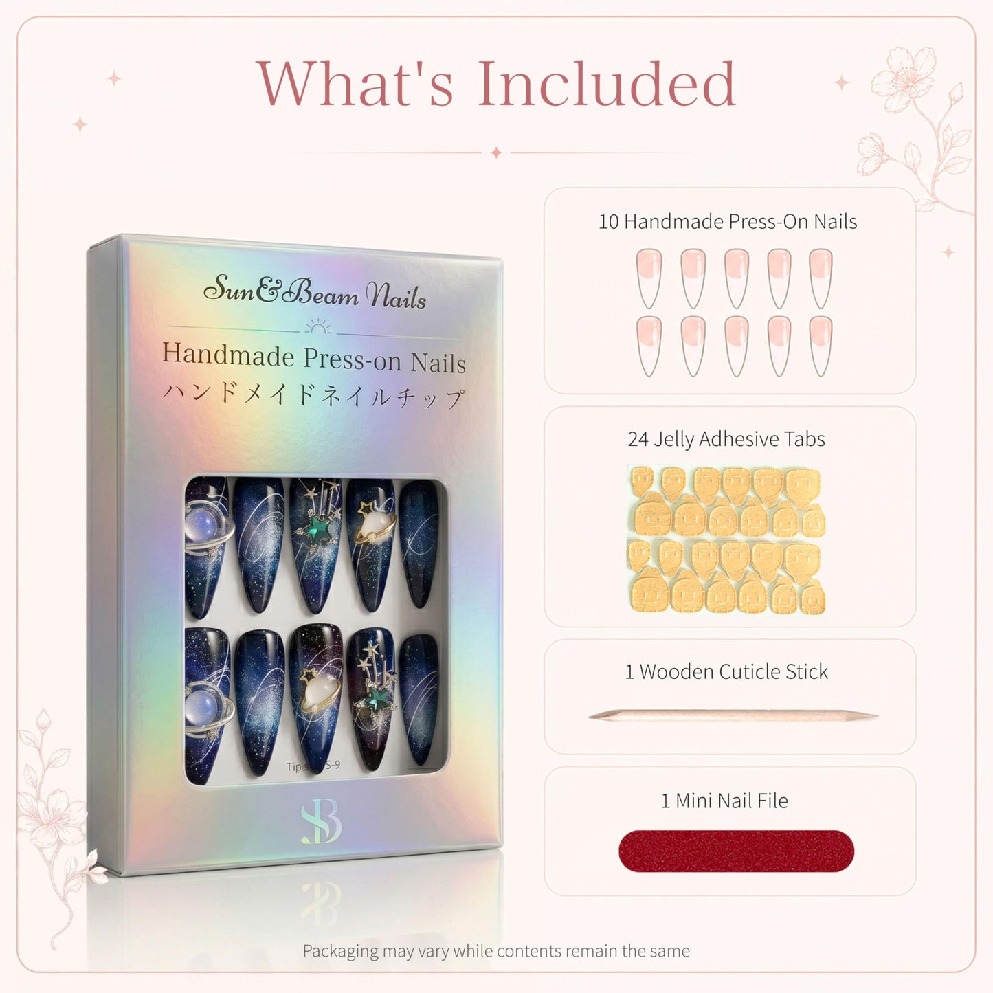 Sun&Beam Nails Handmade Press On Nail Medium Long Coffin Ballerina Green Painting Fake Tip 3D Design Art Charms Cute with Storage Box 10 Pcs (M)