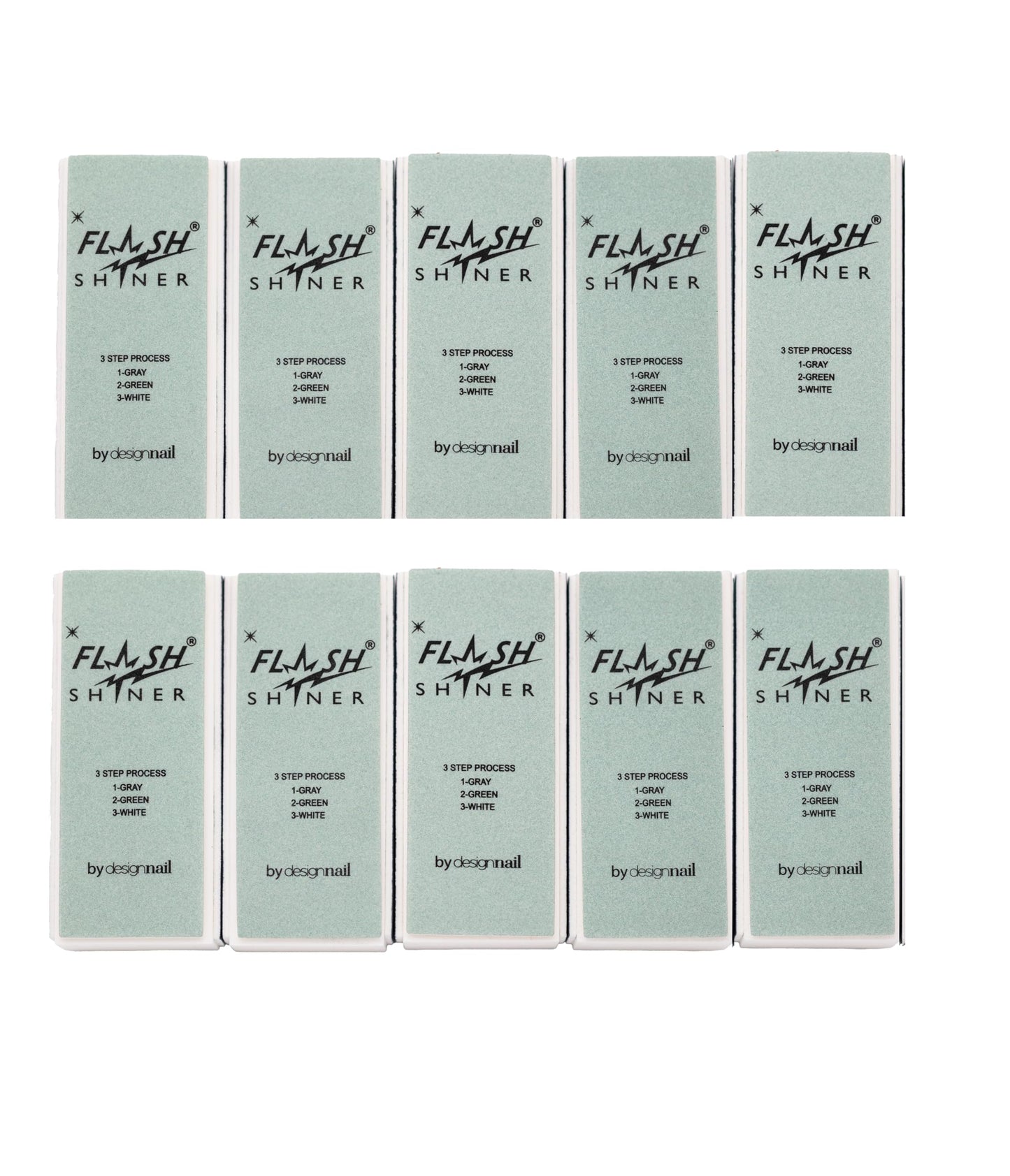 Design Nail Flash Shiner® Block – 3-Way Nail Buffer – Pack of 10 – Professional Nail Buffer for Natural Shine – Smooths, Conditions & Polishes – Manicure Tool for Home or Salon Use