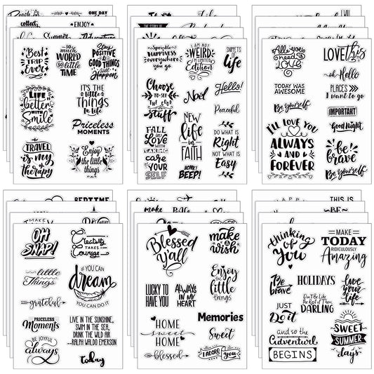 Laumoi 546 Pcs 24 Sheet Scrapbook Stickers Vintage Words Stickers for Journaling Inspirational Nice Words Sentences Waterproof Aesthetic for Family Water Bottles Laptop(Vivid Style)