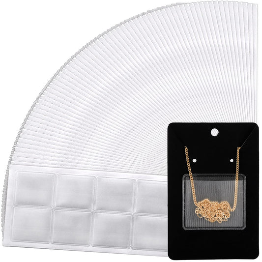 SOUJOY 500 Pieces Necklace Chain Adhesive Pouch, Self-Adhesive Necklaces Chains Pockets for Necklaces Display Cards, Clear Jewelry Bag for Loose Chain Jewelry Supplies Necklace Holder