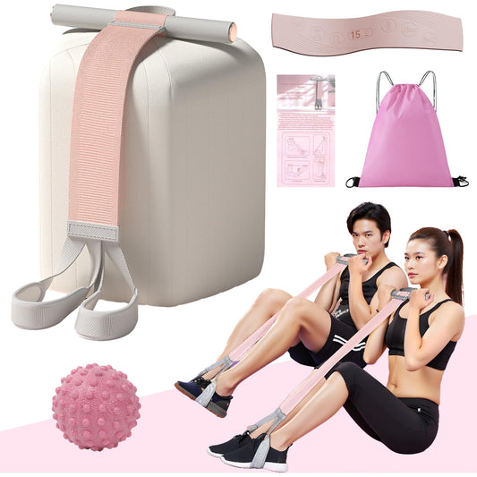 Fabric Resistance Band with Handles Non-Slip Foot Pedal Puller for Women 120lb Full-Body Fitness Band for Strength Muscle Training Workout Equipment for Chest Glutes Leg Arm Core Wrist Ankle