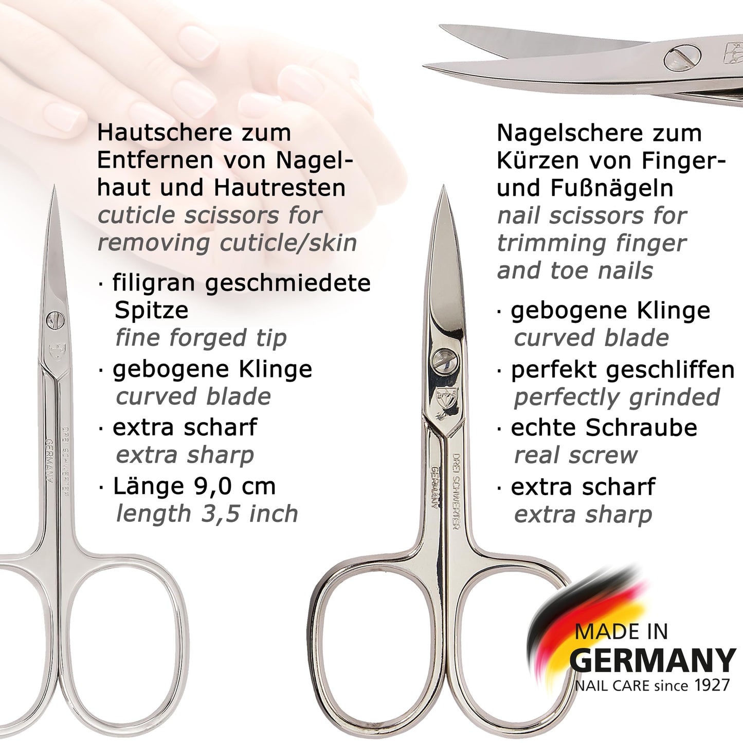 3 Swords Germany – brand quality 12 piece manicure pedicure grooming kit set for professional finger & toe nail care with red synthetic leather case - Made in Germany