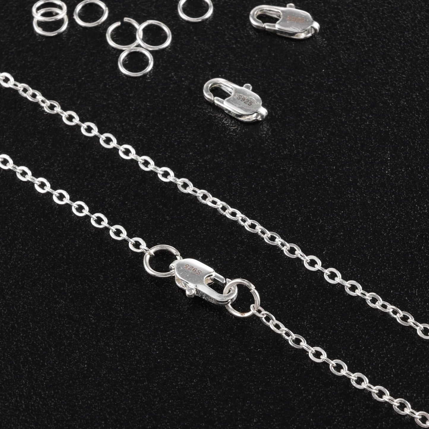 925 Sterling Silver Jewelry Making Lobster Claw 10mm, 23PCS Italian Rectangle Trigger Clasps with Open Jump Rings Set, Small Necklaces Bracelet Connector Clasp Supplies Silver Jewelry Finding Set