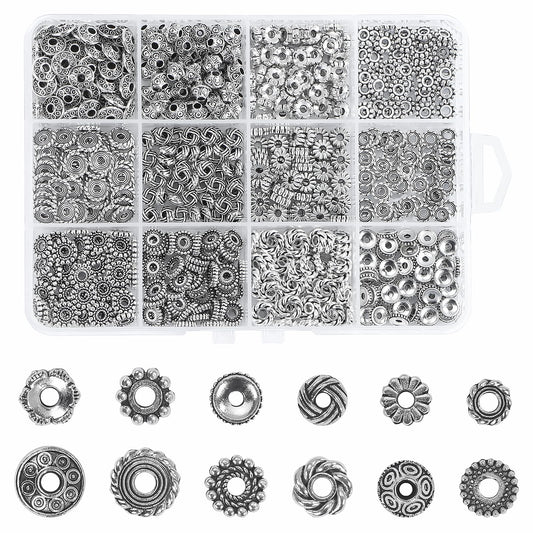 600pcs Silver Spacer Beads for Jewelry Making- 5-8mm Metal Beads Spacer with Storage Box for Bracelets, Necklaces & DIY Crafts