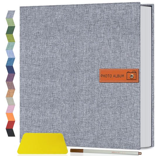 Popotop Large Photo Album Self Adhesive 4x6 5x7 8x10 Scrapbook Album DIY Picture Book,Gifts for Mom,Family Baby and Wedding,with Metal Pen and Plastic Board