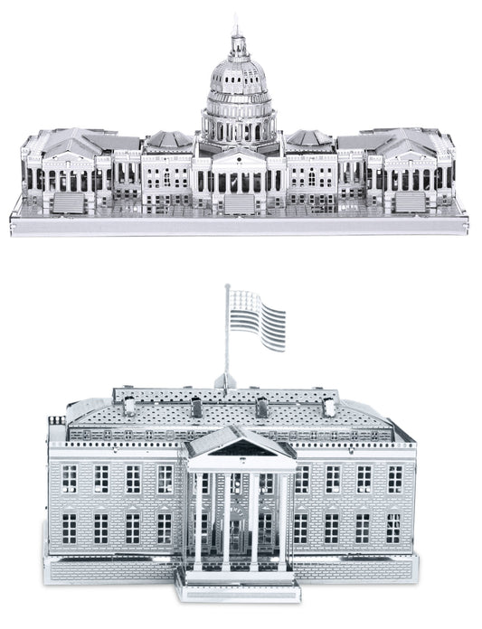 Metal Earth 3D Laser Cut Models - U.S. Capitol Building AND White House = SET OF 2