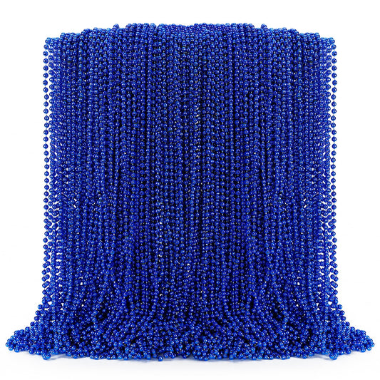 EOBOH 100PCS Mardi Gras Beads Necklace, Blue Bead Necklaces Stuff Bulk, 33" Christmas Necklace Party Supplies, Festival Parade Throw Accessories for Wedding Birthday Pirate Theme Party Decor