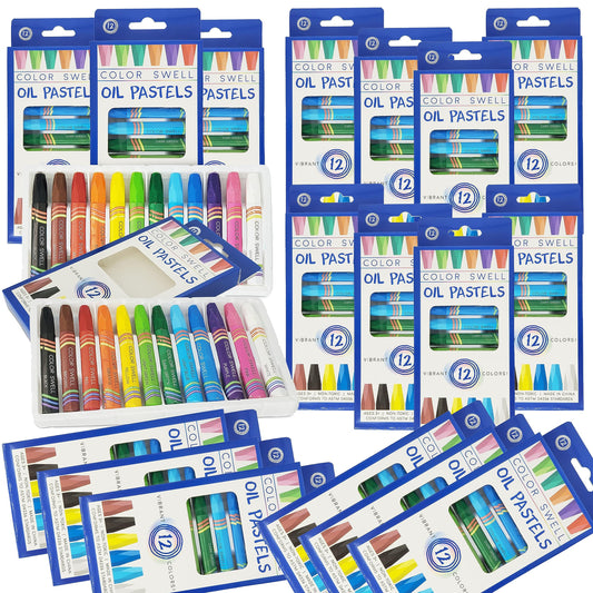Color Swell Bulk Oil Pastels - 18 Packs 12 per Pack (216 Total) - Bulk Oil Pastels